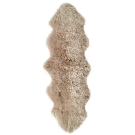 6' Taupe Genuine Sheepskin Animal Print Shag Area Rug Photo 2