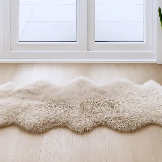 6' Taupe Genuine Sheepskin Animal Print Shag Area Rug Photo 1