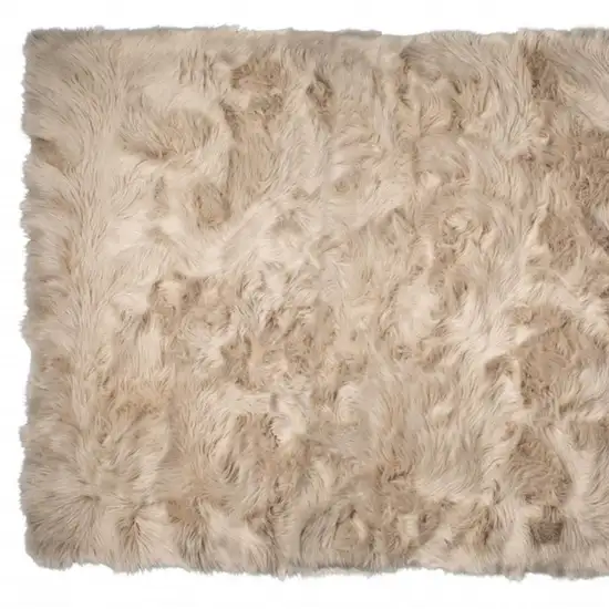 Taupe Faux Fur Non Skid Area Rug Photo 4