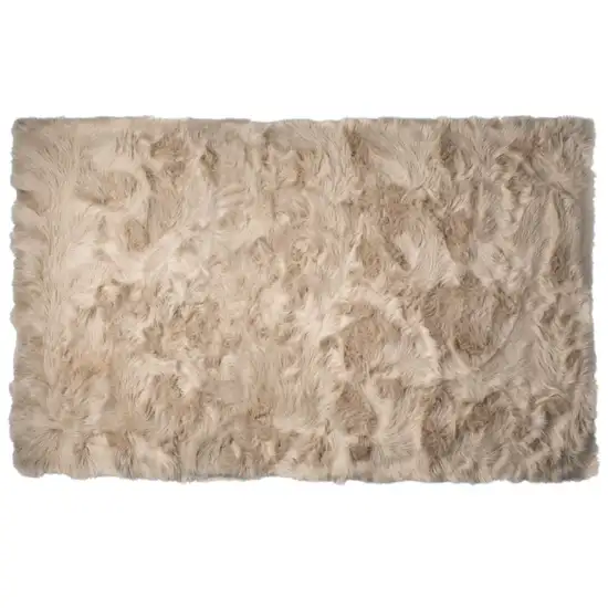Taupe Faux Fur Non Skid Area Rug Photo 2