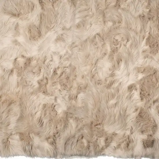 Taupe Faux Fur Non Skid Area Rug Photo 6