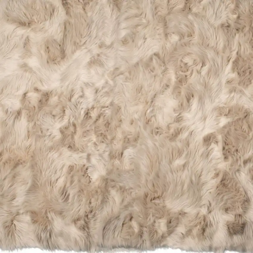 Taupe Faux Fur Non Skid Area Rug Photo 6