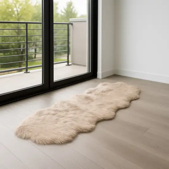 Taupe Faux Fur Washable Non Skid Area Rug Photo 1