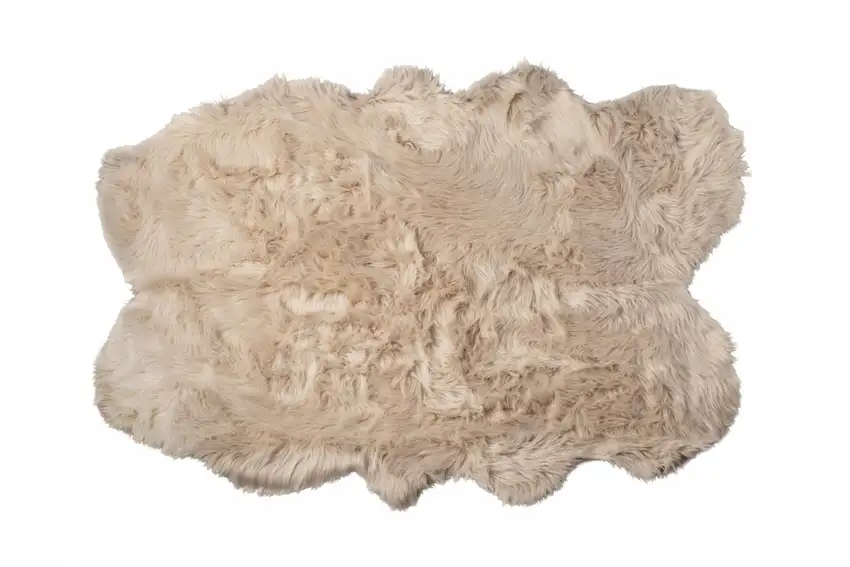 Taupe Faux Fur Washable Non Skid Area Rug Photo 1