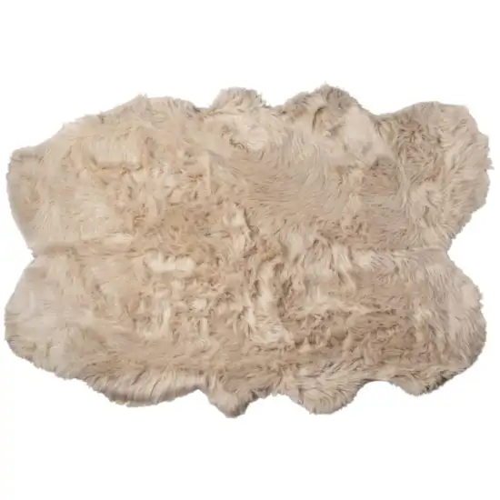Taupe Faux Fur Washable Non Skid Area Rug Photo 2