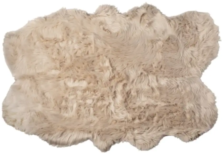Taupe Faux Fur Washable Non Skid Area Rug Photo 2
