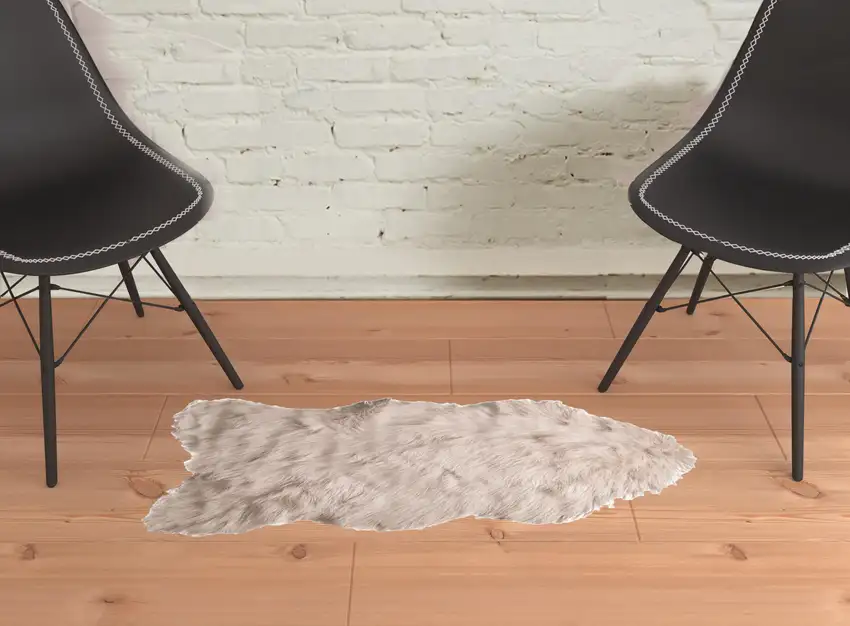 Taupe Faux Sheepskin Machine Tufted Non Skid Area Rug Photo 2