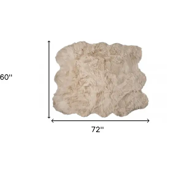 Taupe Faux Sheepskin Non Skid Area Rug Photo 2