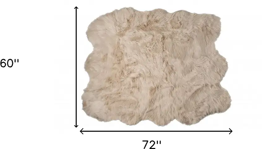 Taupe Faux Sheepskin Non Skid Area Rug Photo 2