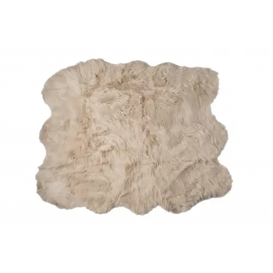 Taupe Faux Sheepskin Non Skid Area Rug Photo 1