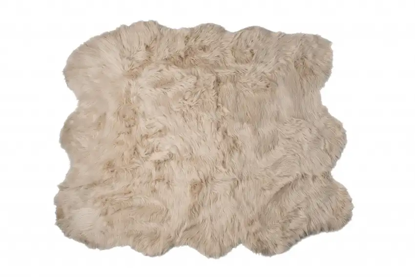Taupe Faux Sheepskin Non Skid Area Rug Photo 3
