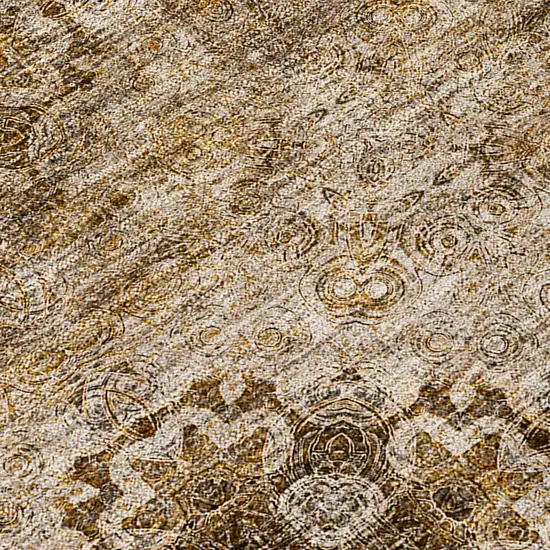 Taupe Floral Medallion Washable Non Skid Indoor Outdoor Area Rug Photo 6