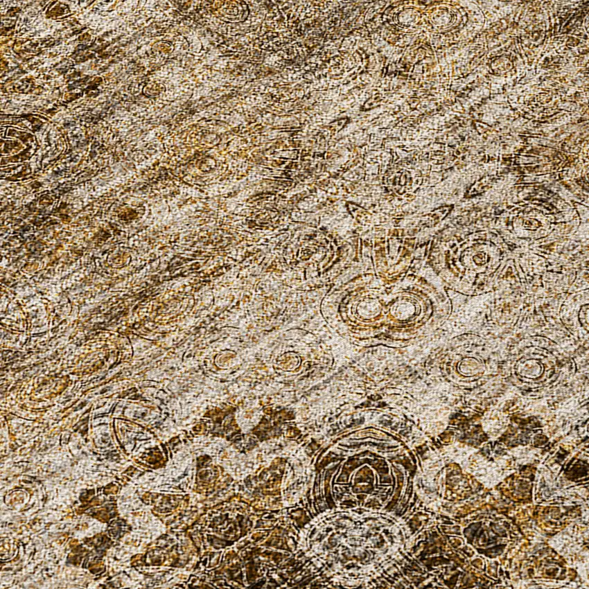 Taupe Floral Medallion Washable Non Skid Indoor Outdoor Area Rug Photo 6