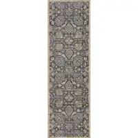 Photo of Taupe Floral Vine Bordered Wool Indoor Area Rug