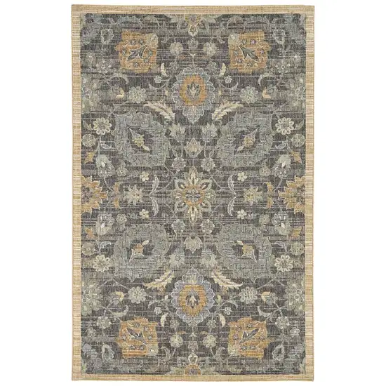 Taupe Orange And Gray Wool Floral Distressed Area Rug Photo 2