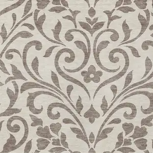 Photo of Taupe Floral Washable Indoor Outdoor Area Rug