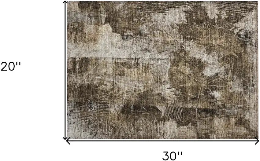 Taupe Floral Washable Non Skid Indoor Outdoor Area Rug Photo 3