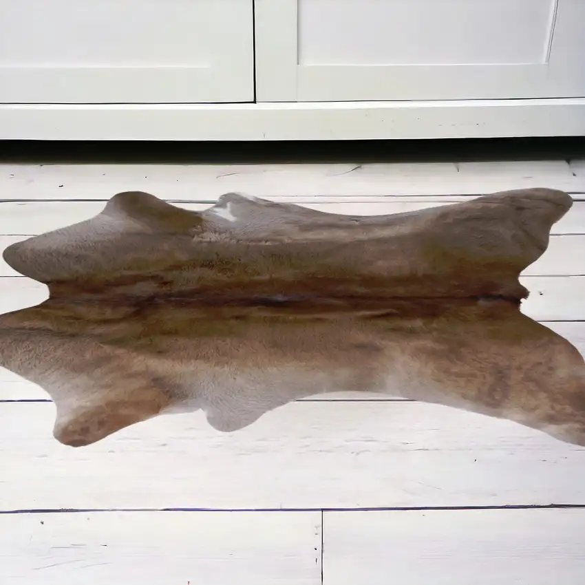 Taupe Genuine Cowhide Hand Knotted Area Rug Photo 2