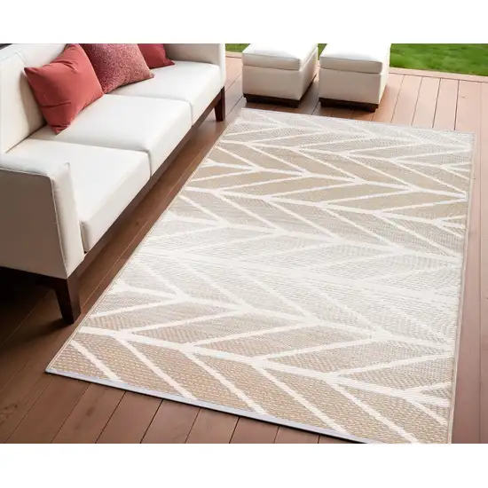 Taupe Geometric Indoor Outdoor Area Rug Photo 1