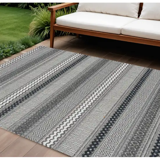 Gray And Ivory Southwestern Indoor Outdoor Area Rug Photo 1
