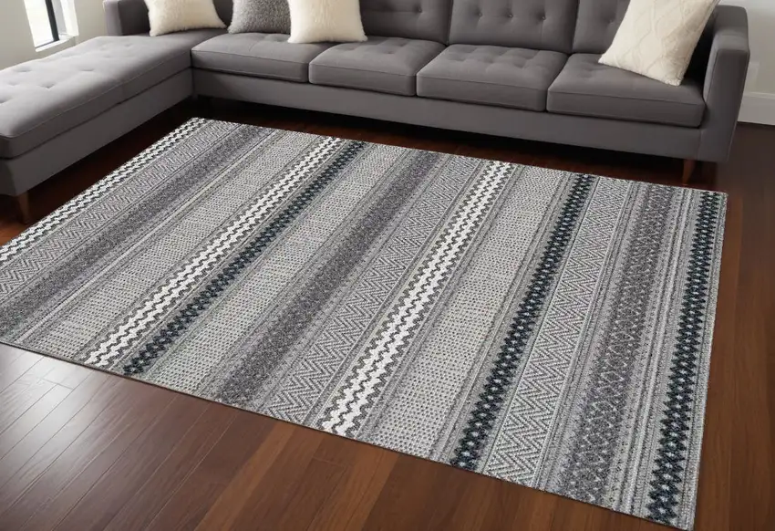 Taupe Geometric Patterns Indoor Area Rug Photo 1