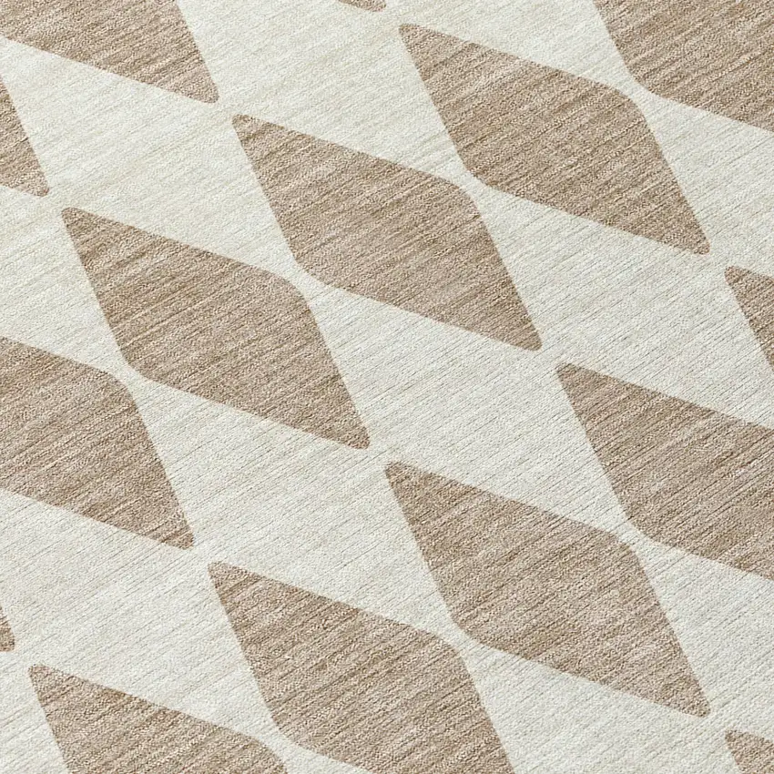 Taupe And Ivory Geometric Washable Indoor Outdoor Area Rug Photo 6