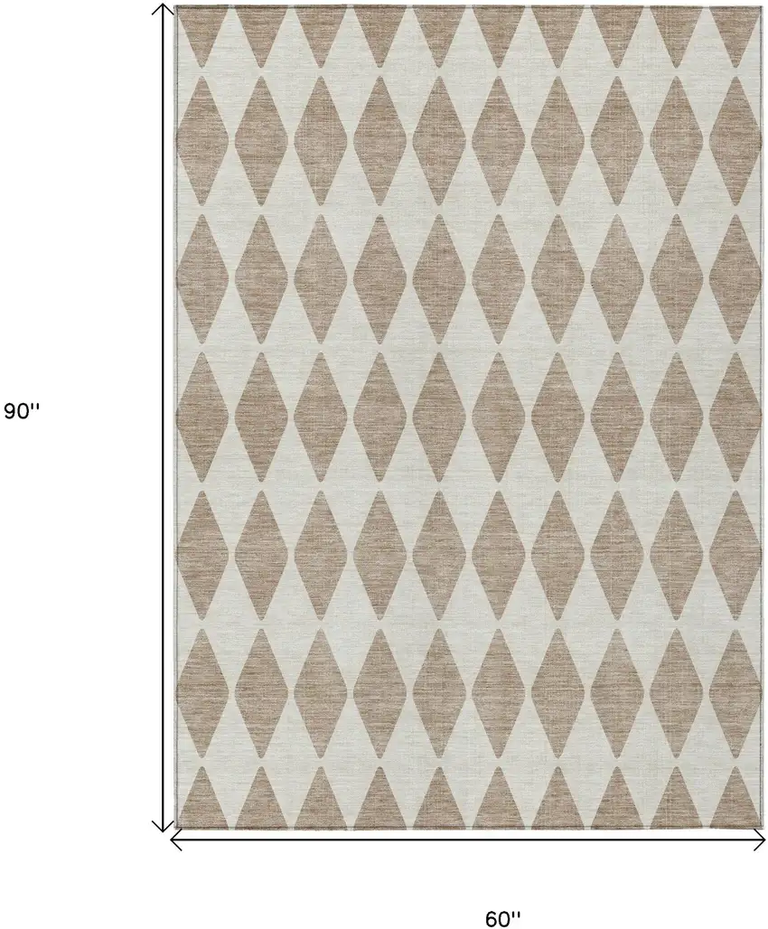 Taupe And Ivory Geometric Washable Indoor Outdoor Area Rug Photo 3