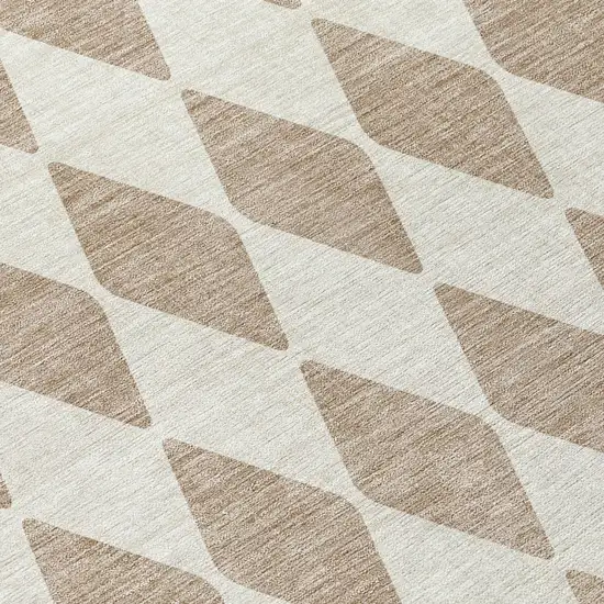 Taupe And Ivory Geometric Washable Indoor Outdoor Area Rug Photo 6