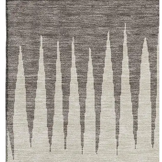 Taupe Gold And Beige Striped Washable Area Rug With UV Protection Photo 5