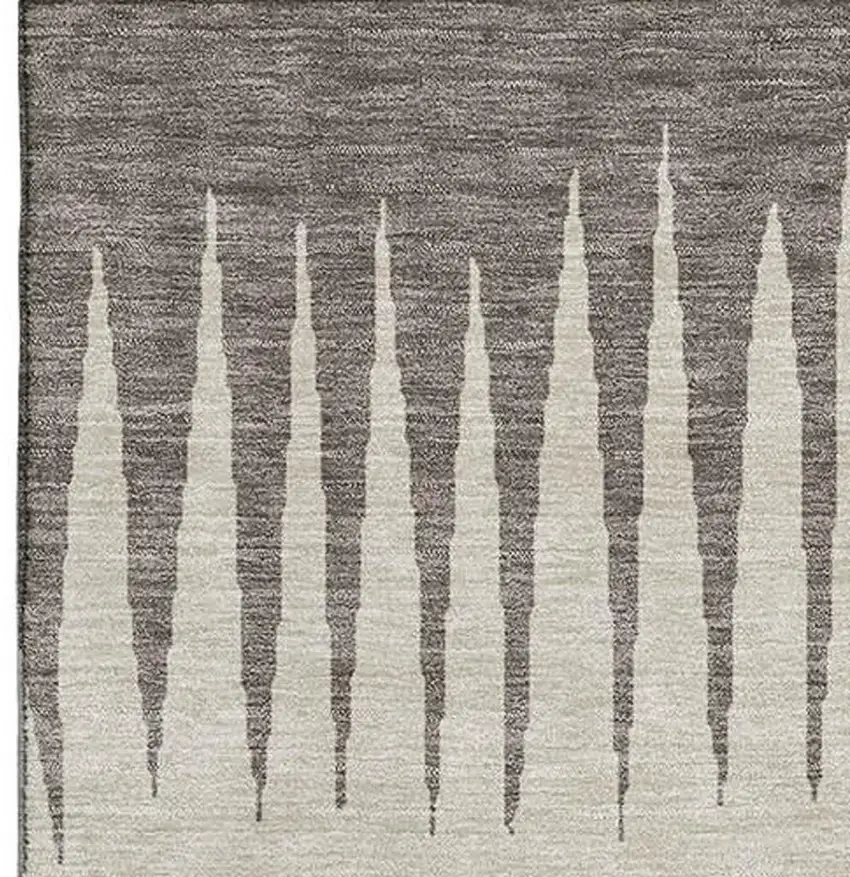 Taupe Gold And Beige Striped Washable Area Rug With UV Protection Photo 5