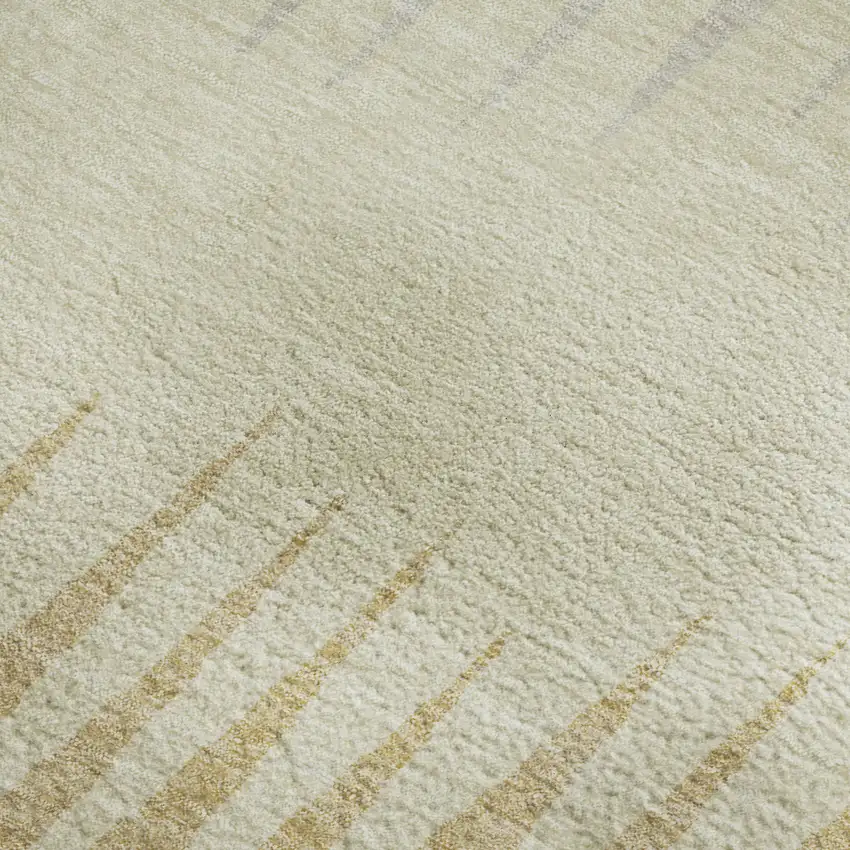 Taupe Gold And Beige Striped Washable Area Rug With UV Protection Photo 3