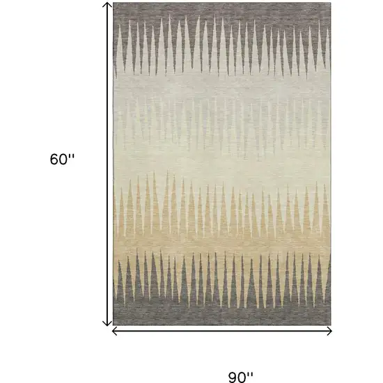 Taupe Gold And Beige Striped Washable Area Rug With UV Protection Photo 8