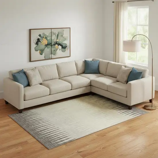 Taupe Gold And Beige Striped Washable Area Rug With UV Protection Photo 1