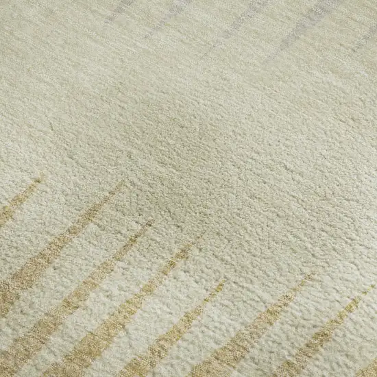 Taupe Gold And Beige Striped Washable Area Rug With UV Protection Photo 3