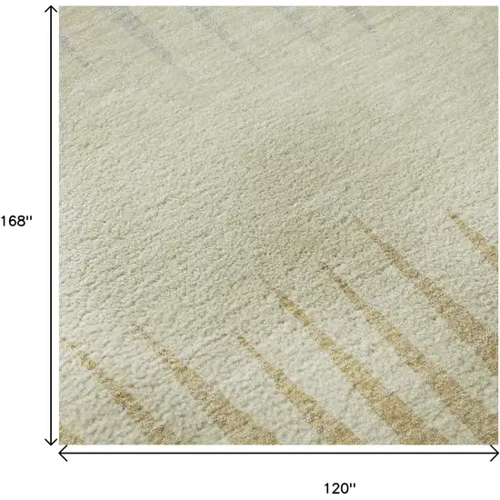 Taupe Gold And Beige Striped Washable Area Rug With UV Protection Photo 9