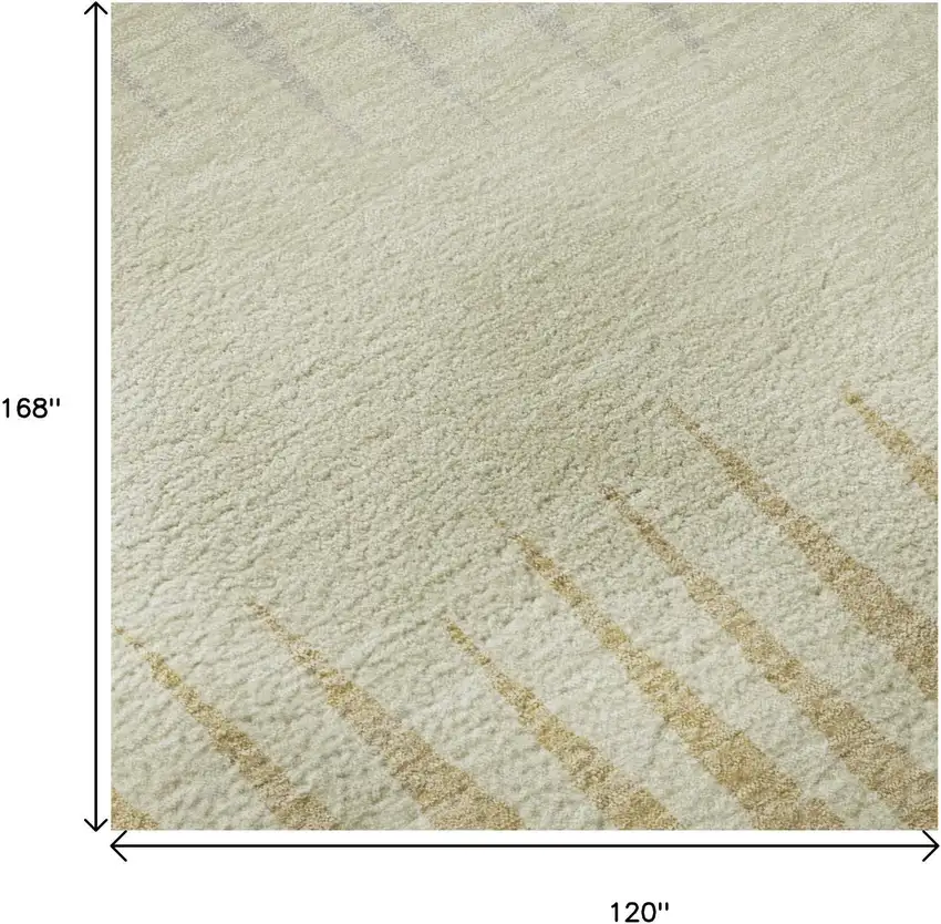 Taupe Gold And Beige Striped Washable Area Rug With UV Protection Photo 9