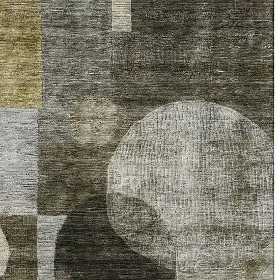 Taupe Gold And Brown Geometric Washable Area Rug With UV Protection Photo 2