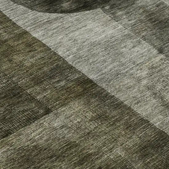 Taupe Gold And Brown Geometric Washable Area Rug With UV Protection Photo 9