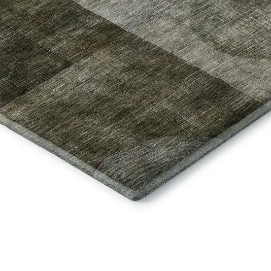 Taupe Gold And Brown Geometric Washable Area Rug With UV Protection Photo 6