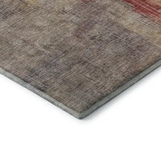 Taupe Gold And Copper Abstract Washable Area Rug With UV Protection Photo 5