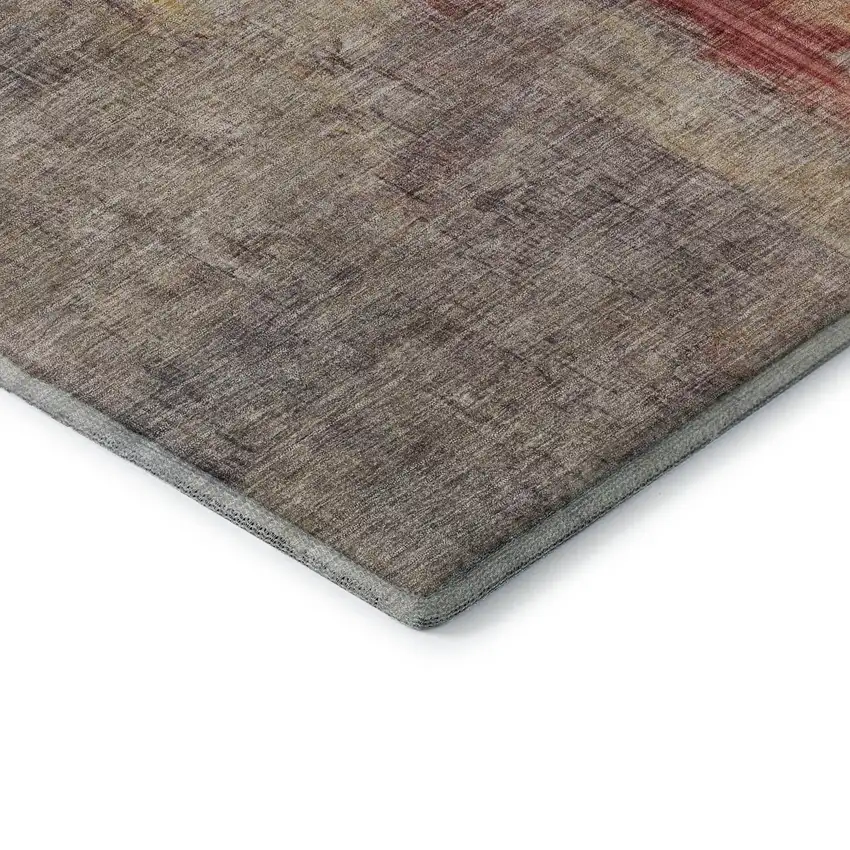 Taupe Gold And Copper Abstract Washable Area Rug With UV Protection Photo 5
