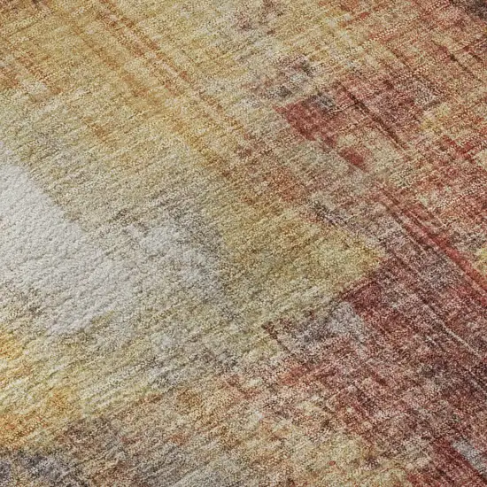 Taupe Gold And Copper Abstract Washable Area Rug With UV Protection Photo 7
