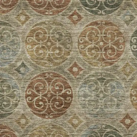 Taupe Gold And Copper Medallion Washable Area Rug With UV Protection Photo 3
