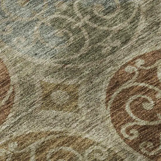 Taupe Gold And Copper Medallion Washable Area Rug With UV Protection Photo 9