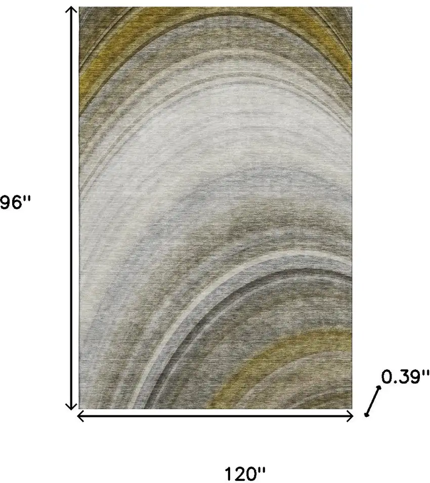 Taupe Gold And Gray Ombre Washable Area Rug With UV Protection Photo 3