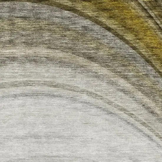 Taupe Gold And Gray Ombre Washable Area Rug With UV Protection Photo 4