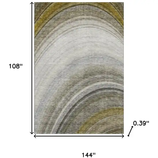 Taupe Gold And Gray Ombre Washable Area Rug With UV Protection Photo 3