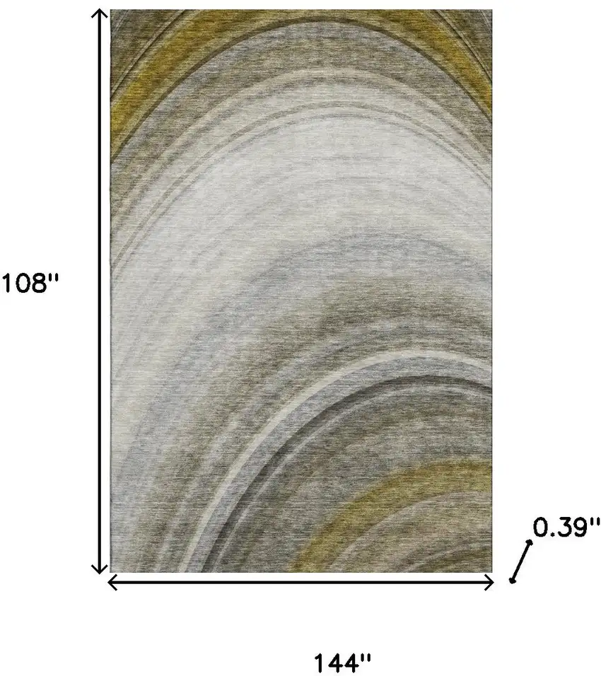 Taupe Gold And Gray Ombre Washable Area Rug With UV Protection Photo 3