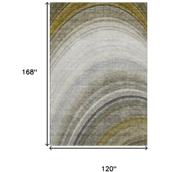 Taupe Gold And Gray Ombre Washable Area Rug With UV Protection Photo 3