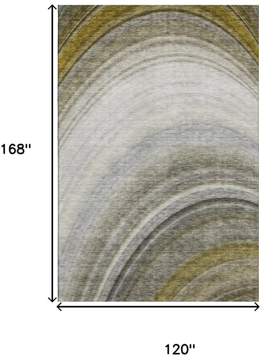 Taupe Gold And Gray Ombre Washable Area Rug With UV Protection Photo 3